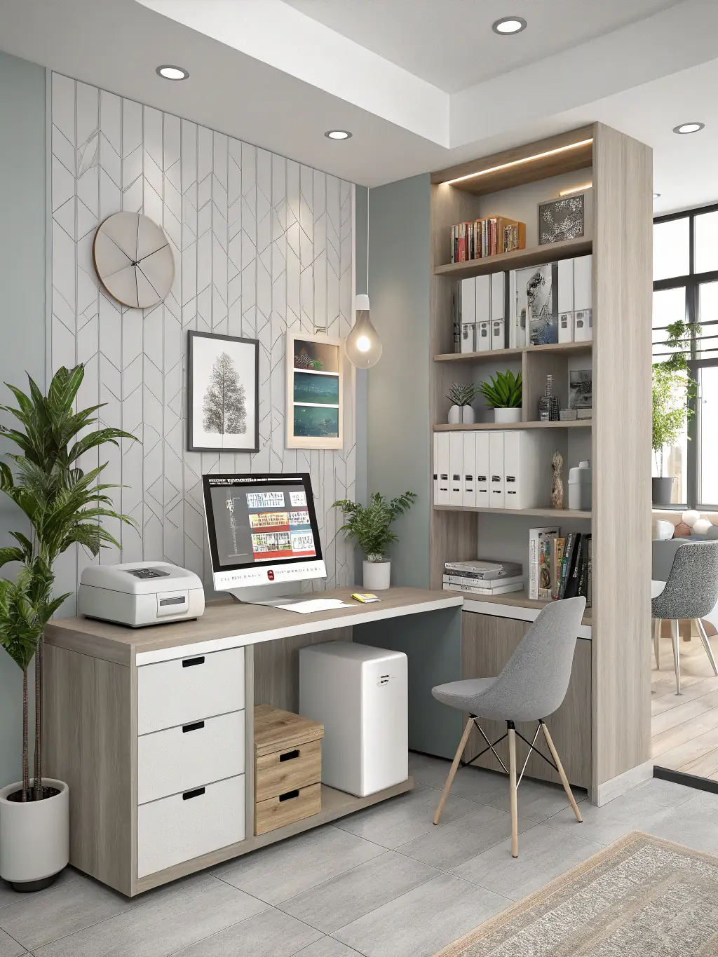 A professional photograph of an AI-powered virtual assistant answering a call in a modern office setting, emphasizing efficiency and seamless communication for RevRunner.ai.