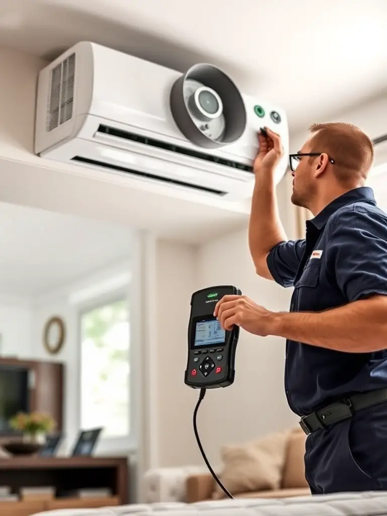 A realistic HVAC technician website shown on a tablet, highlighting responsive design elements and easy-to-read service sections with professional branding.